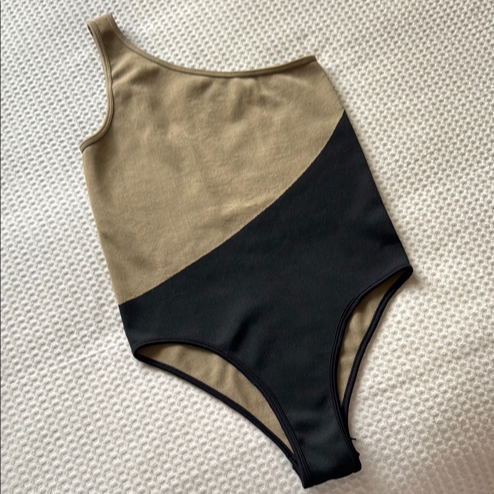 Stylish Tan and Black Body Suit